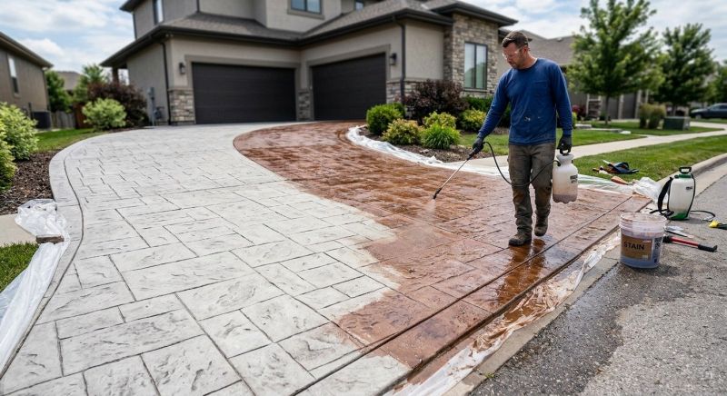 Concrete Driveway Staining in Corpus Christi, TX