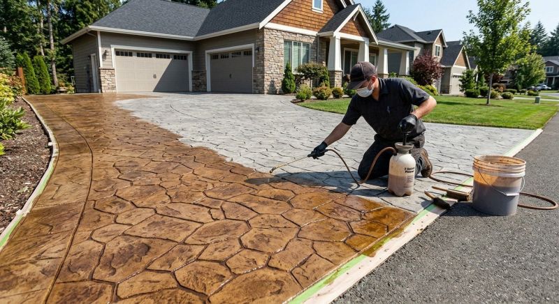 Driveway Concrete Staining in Corpus Christi, TX