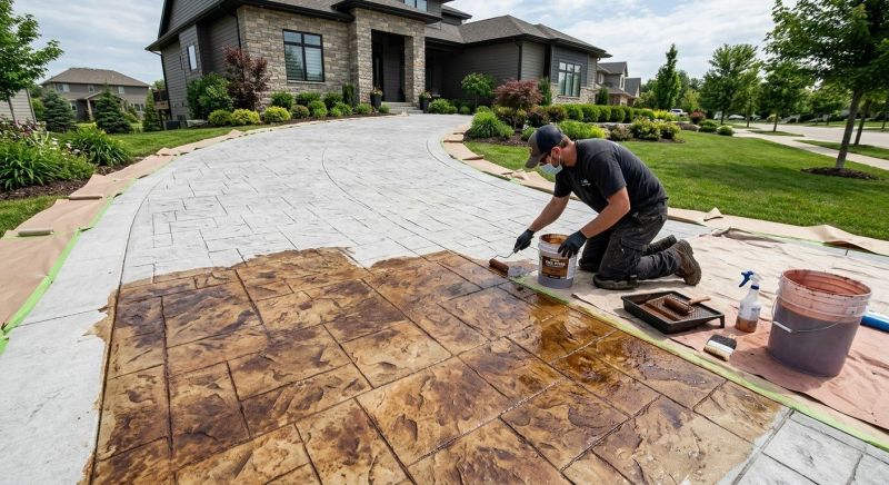 Driveway Concrete Staining in Frisco, TX